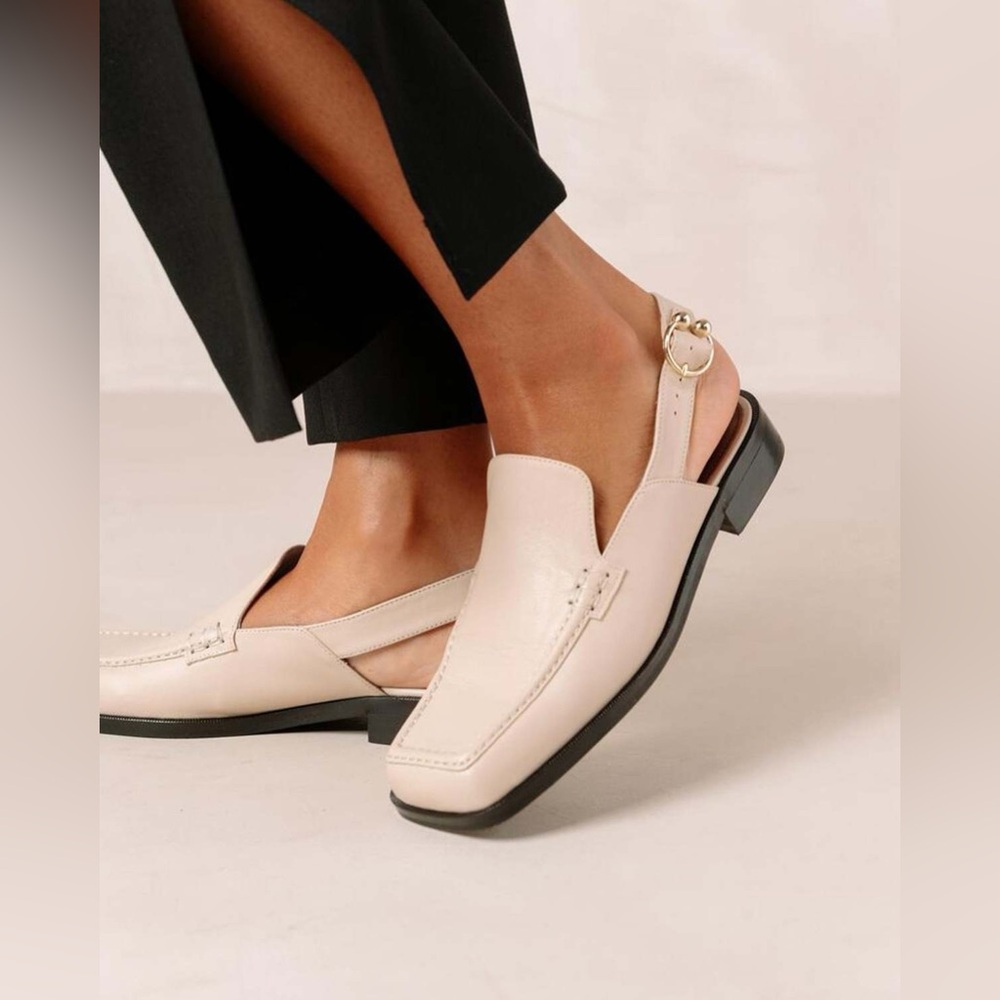 ALOHAS Abe Slingback Square-Toe Loafer / Cream / Size EU 39 US 8.5